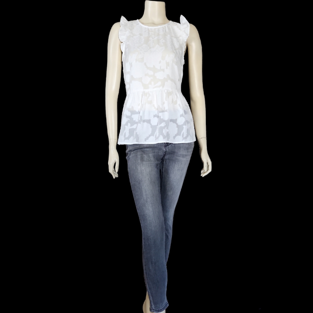 KENSIE White  Cap Sleeveless Floral top S